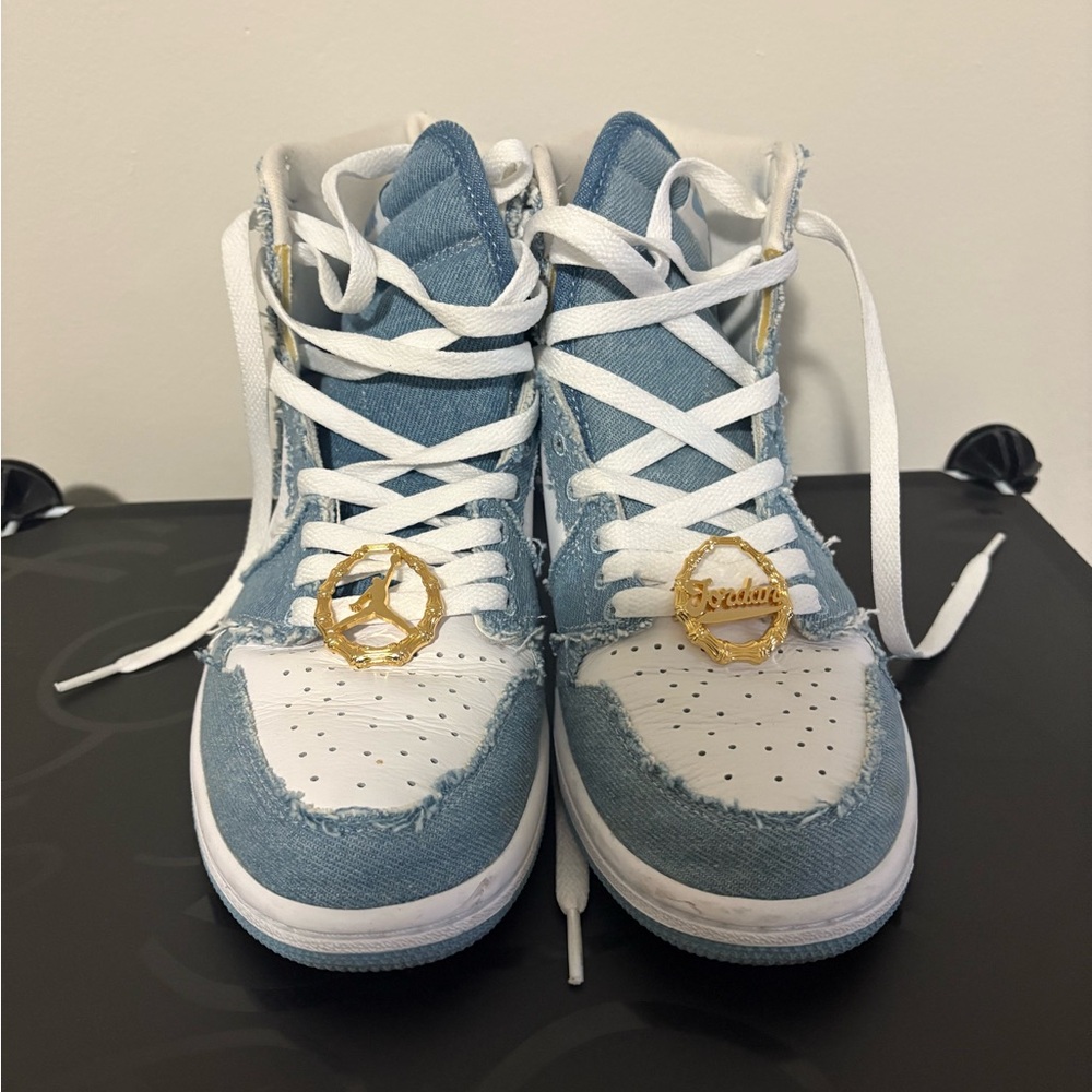 Women’s Denim & White Jordan 1’s Hi